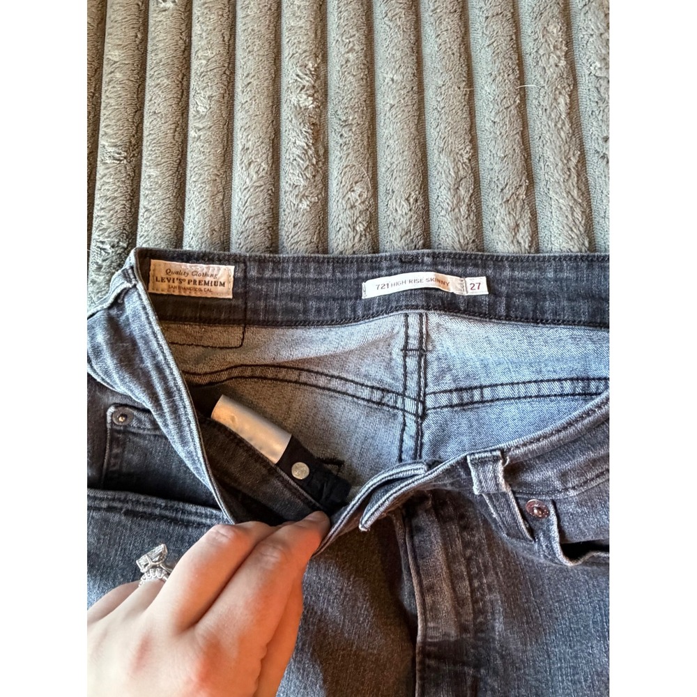 Levis Premium 721 High Rise Skinny Jeans Grey Denim 18882-0503 Womens 27x28 - Picture 3 of 6